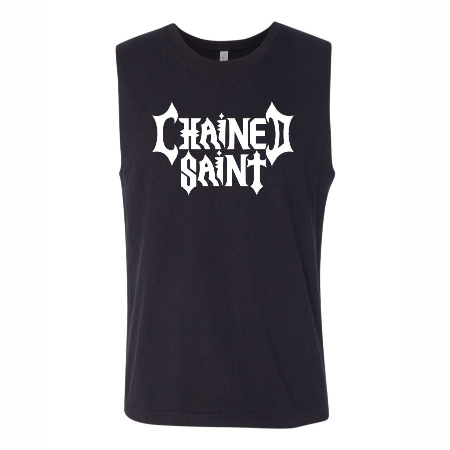 CHAINED SAINT BLACK MUSCLE TEE