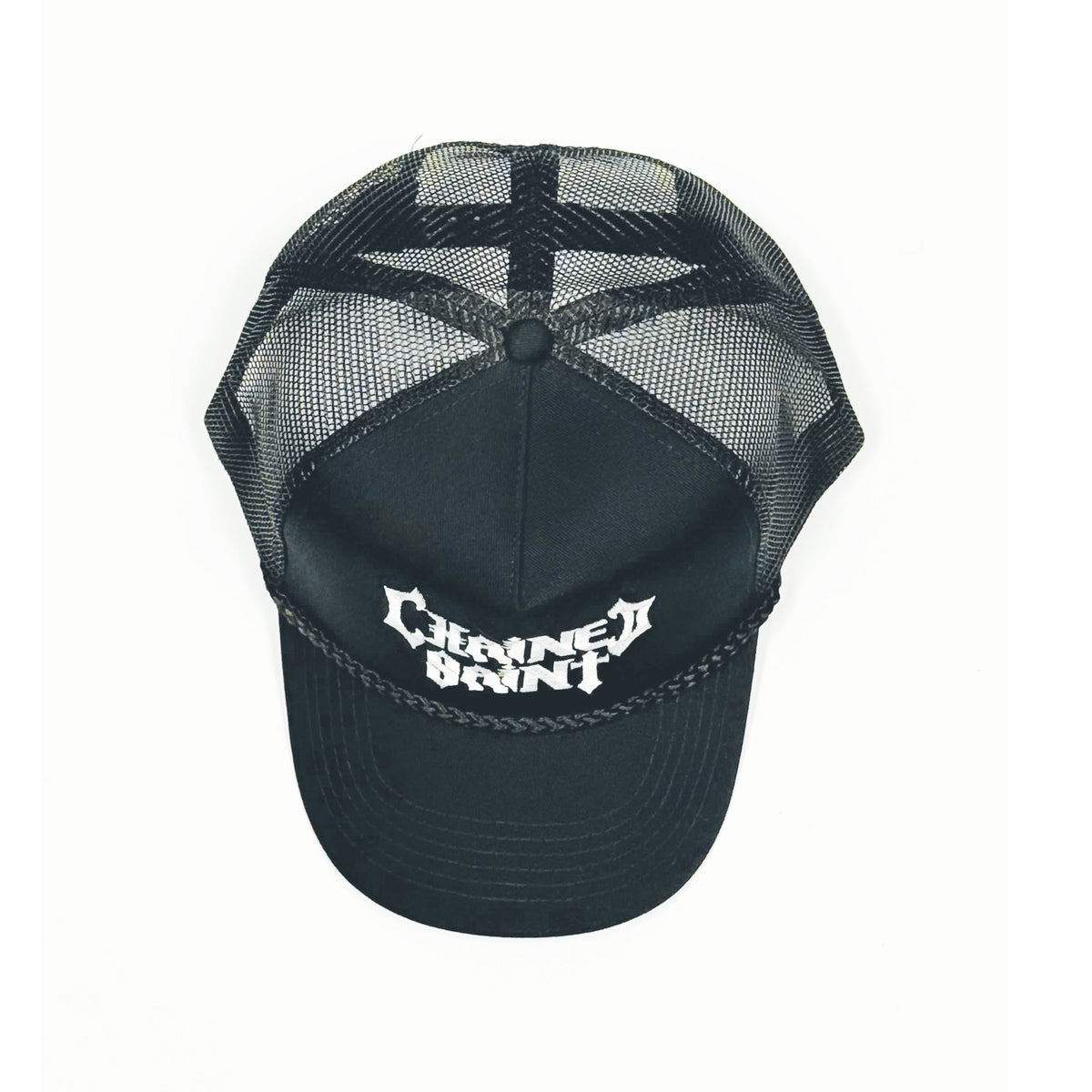 TRUCKER HAT WHITE EMBROIDERED LOGO