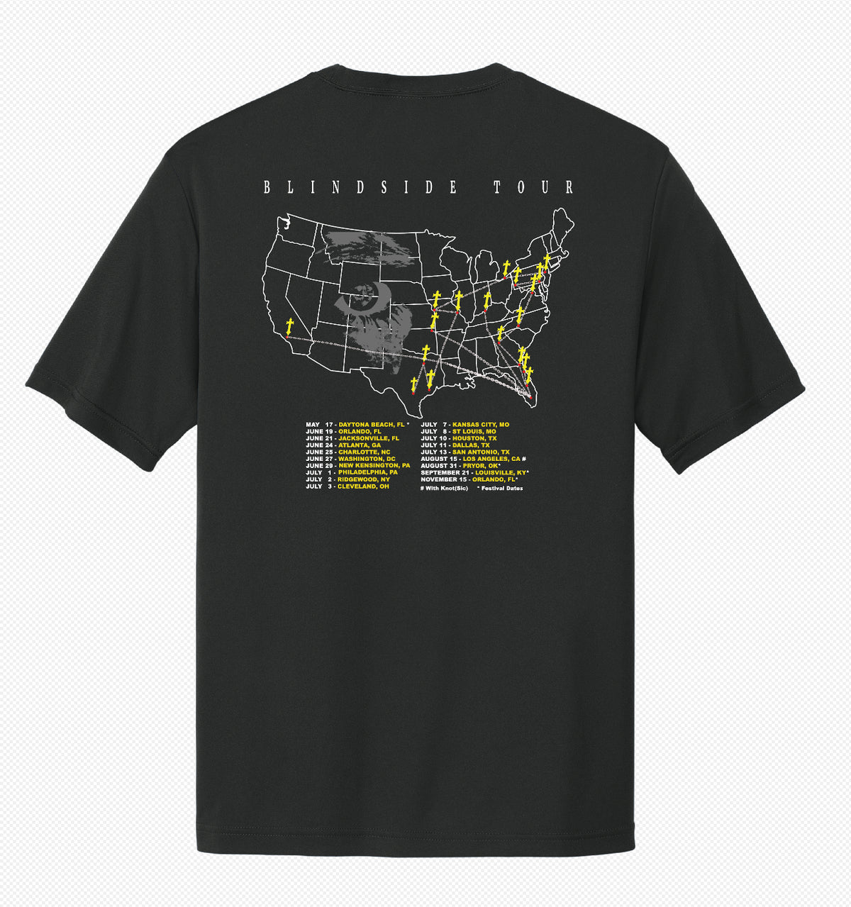 OFFICIAL BLINDSIDE TOUR T-SHIRT USA25